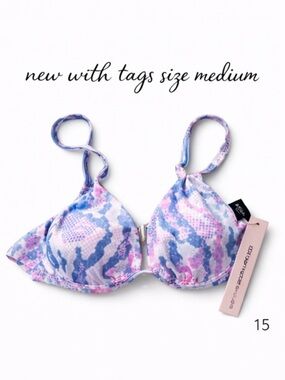 New! Aqua Bloomingdale’s Light Pink & Periwinkle Snakeskin bikini top underwire